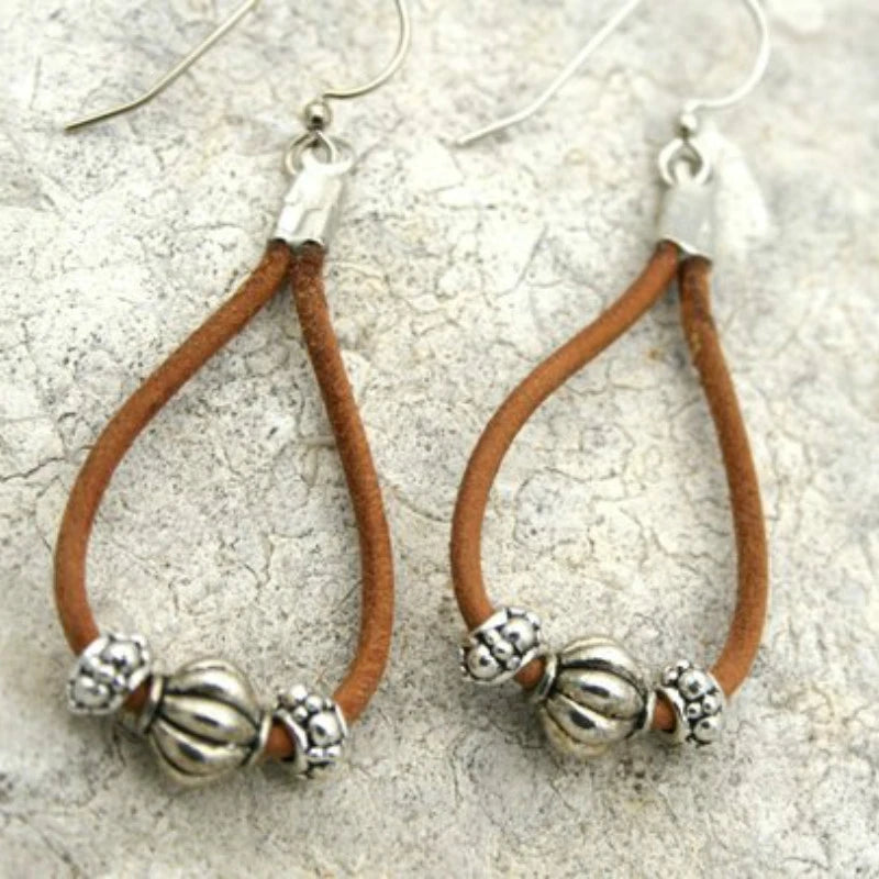 turquoise earrings jewelry dangle earrings boho earrings ethnic earrings leather Earrings big leather Earrings