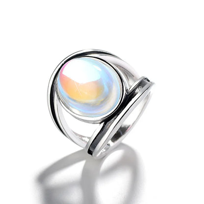Fine Jewelry Femme Natural Moonstone Rings for Women 925 Sterling Silver Ring Bijoux Wedding Party Jewelry Gift