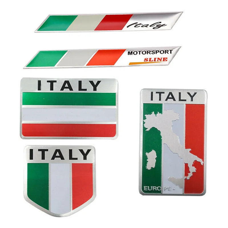 Aluminum 3D Metal ITALY Italian Flag Sticker Emblem Badge Decal Car Decorate