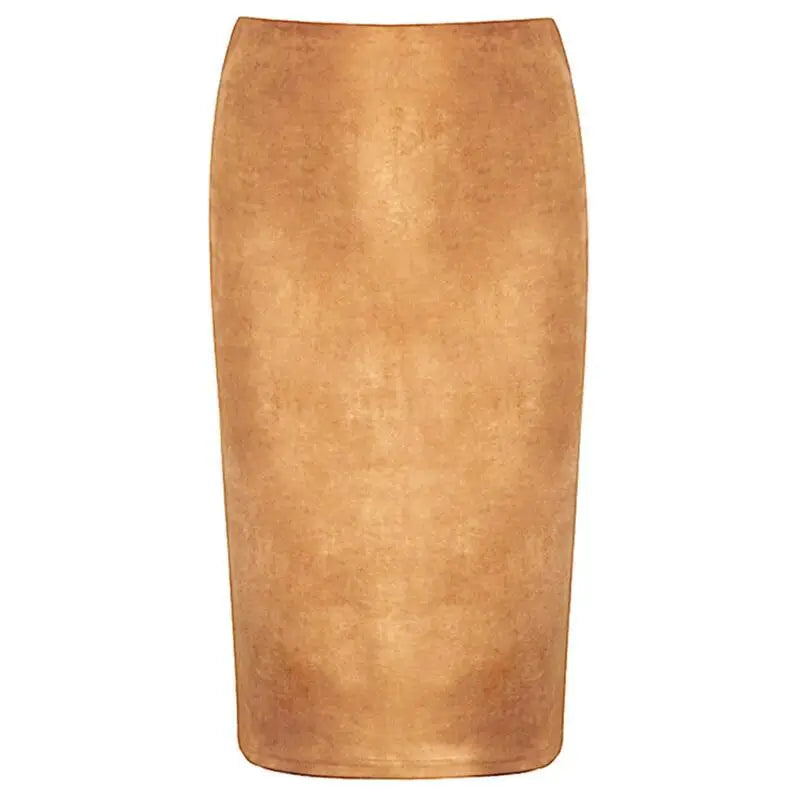 NEW Autumn Summer Women Suede Midi Pencil Skirt High Waist Gray green  XXL Sexy Style Stretch Wrap Ladies Office Work