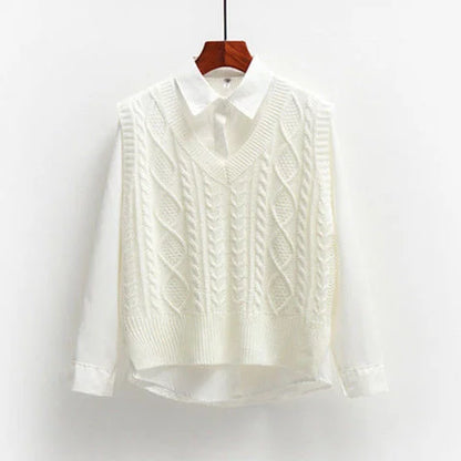 New In Korean Fashion Women Sweater Vest 2025 Spring Fall Sleeveless Knitted V Neck Pullovers Female Knitwear Top Outerwear