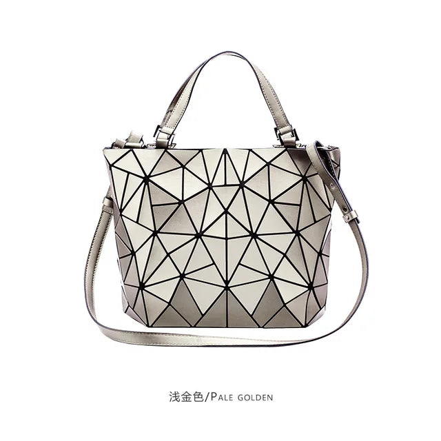 Luminous Reflective Bag Geometric Tote Folding Shoulder Bags for Women 2024 Plain Folding Handbags Sac a Main Female Bolsas
