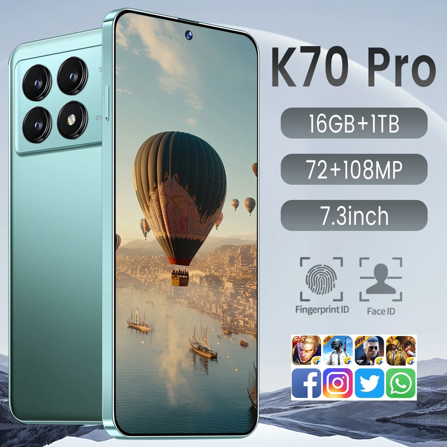 K70 Redmi 5G Jio Phone 3 Mobile 1500 4 Sim 16gb+512GB Mobile Phone Screen Smartphone