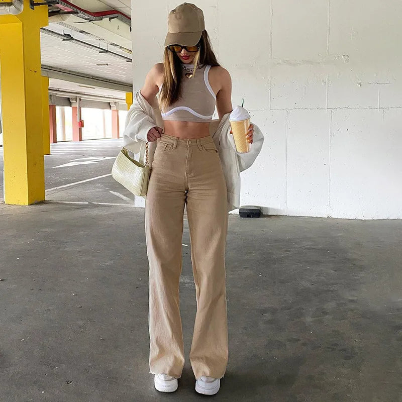 Fashion Loose y2k Jeans Women High Waist Stretch Wide Leg Femme Trousers Casual Comfort Denim Mom Pants 2021 Washed Jean Pants
