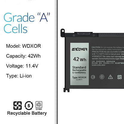 42Wh WDX0R Laptop Battery for Dell Inspiron 13 5000 5368 5378 7368 7378 14 7000 7460 15 5565 5578 7560 7569 7570 7579 17 5767