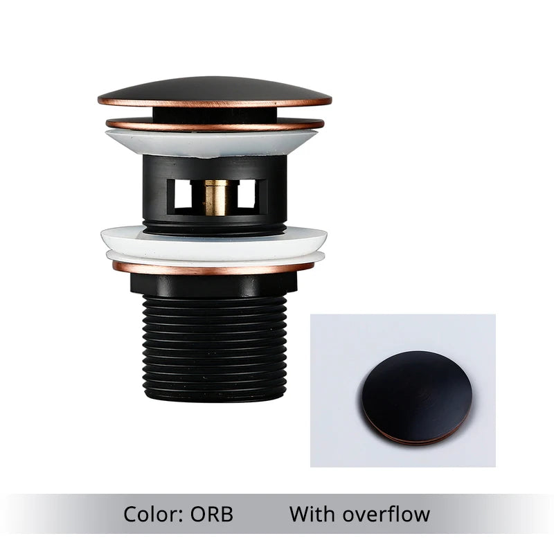 Pop up Drain Button Bathroom Sink Plug Black Gold Rose Siphon Waste Stopper Wash Basin Faucet Accessory for Kitchen Or Bath