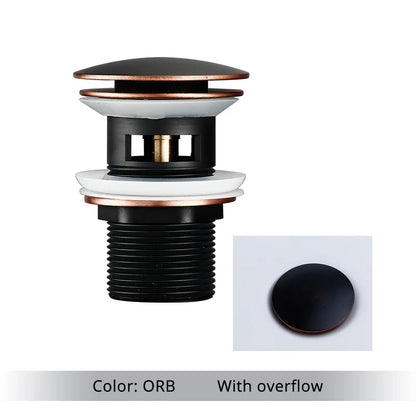 Pop up Drain Button Bathroom Sink Plug Black Gold Rose Siphon Waste Stopper Wash Basin Faucet Accessory for Kitchen Or Bath