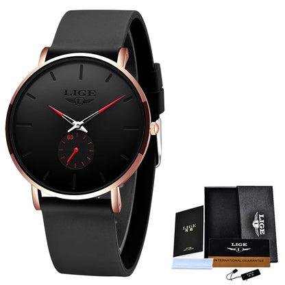 LIGE  LG10006 40mm Fashion Simple Watch for Men Women Analog Quartz Wrist Watches Silicone Waterproof Watches Sports Watches