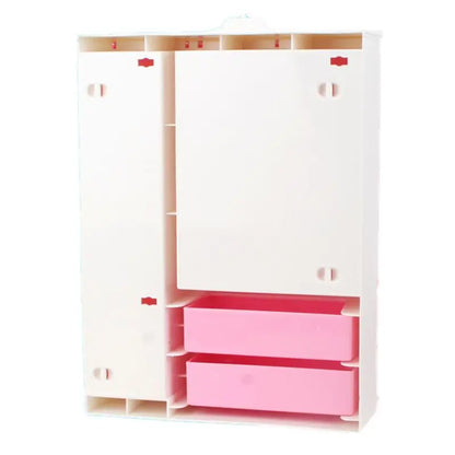 Three-door Pink Modern Wardrobe Play set for Barbi Furniture Can Put Shoes