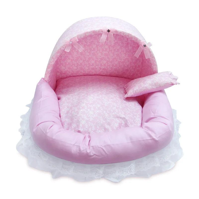 Pink Lace Dog Beds For Small Dogs With Cushion  S M L Pet Washable Puppy Animal Cat Indoor Sweet Home Yorkie Car Seat Mat Goods