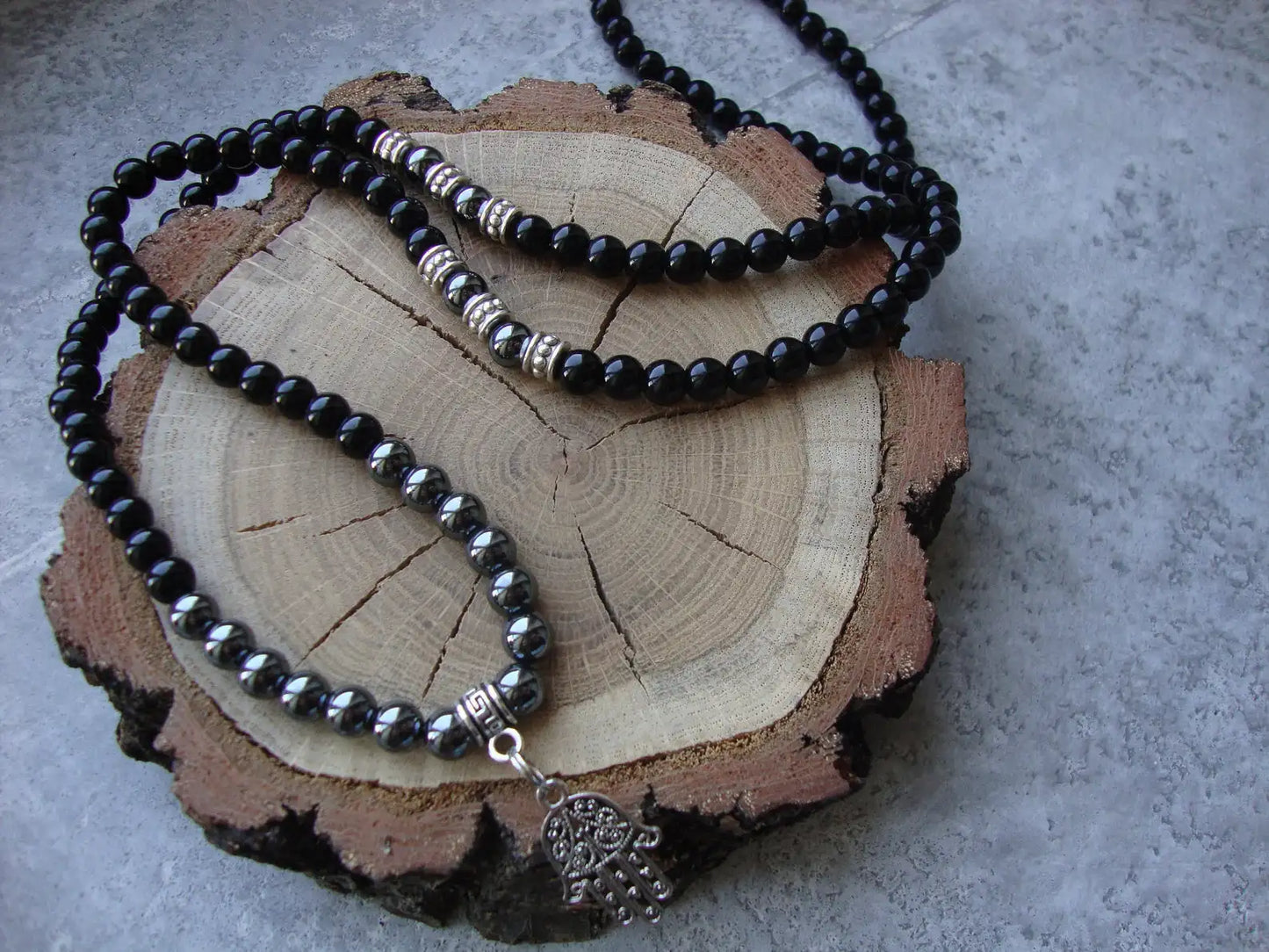Mens Tribal Necklace, Mens Surf Necklace, Mens Boho Necklace Mens Necklace, Tiger's Eye Black Onyx Mens Necklace