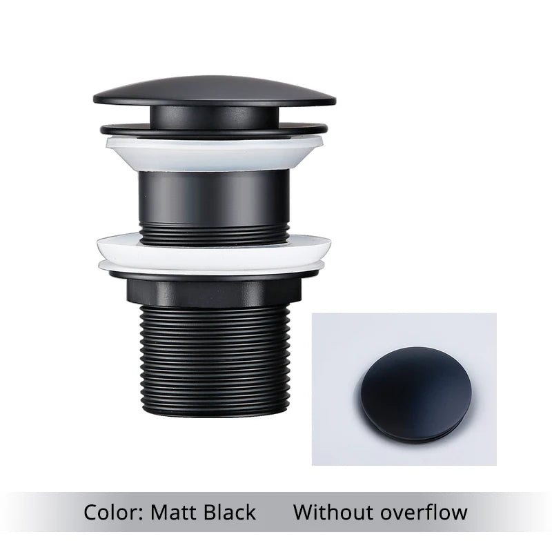 Pop up Drain Button Bathroom Sink Plug Black Gold Rose Siphon Waste Stopper Wash Basin Faucet Accessory for Kitchen Or Bath