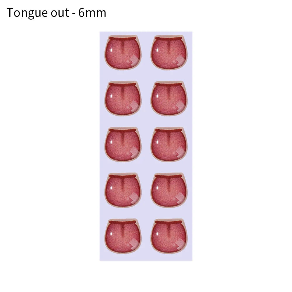 10pcs Cute Cartoon Mouth Stickers DIY Toys Doll Mouth Accessories Glass Crystal Anime Figurine Doll Face Organ Paster Decals