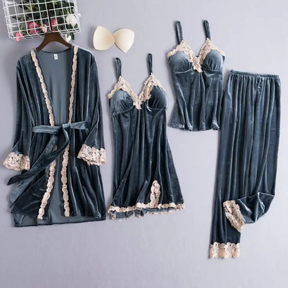 Chinese Style Female Velour Robe Gown Classic Burgundy Sleepwear Nighty Set Lace Patchwork Nightwear Bathrobe Sexy Negligee