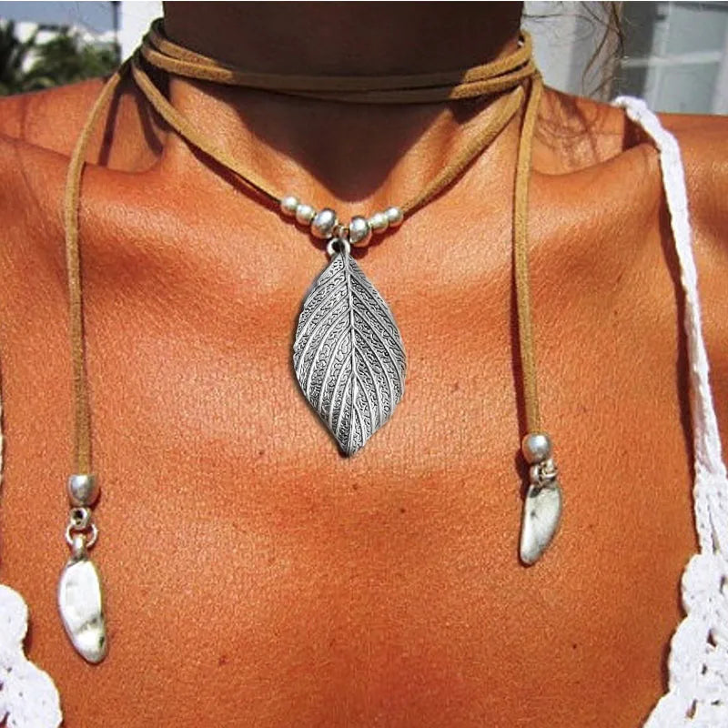 Boho Necklace Leather Cord Necklace Long Necklace Boho