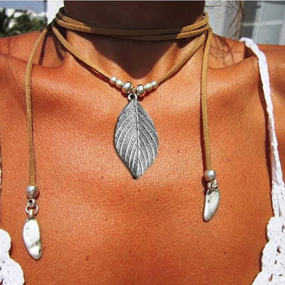 Boho Necklace Leather Cord Necklace Long Necklace Boho