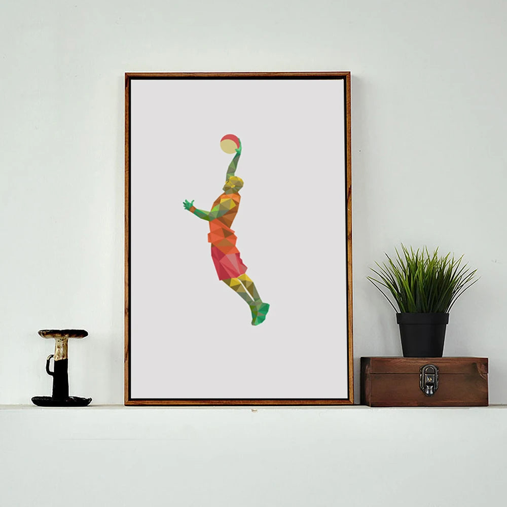 Decorative Canvas Painting Poster Geometric Athlete Wall Art Picture Home Decor
