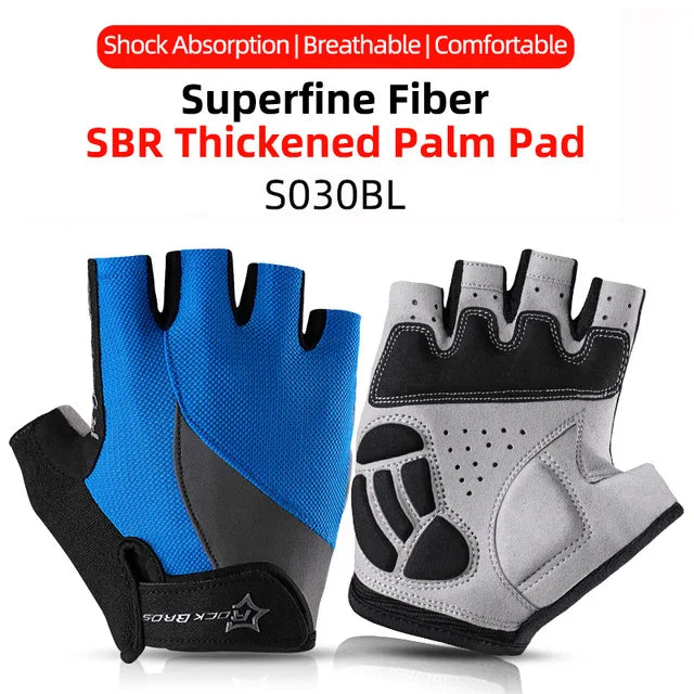 ROCKBROS Cycling Gloves Breathable Shockproof Bike Gloves Summer Half Finger Gloves MTB Mountain Bicycle Gloves Sports Gloves