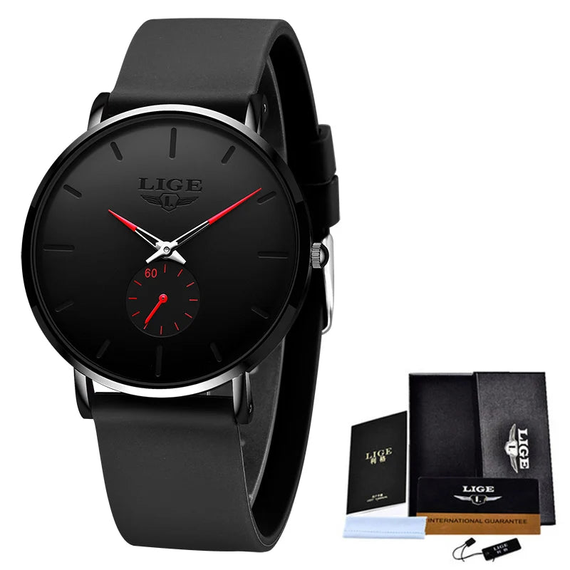 LIGE  LG10006 40mm Fashion Simple Watch for Men Women Analog Quartz Wrist Watches Silicone Waterproof Watches Sports Watches