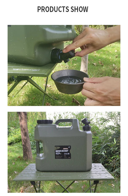 Desert&Fox Water Container with Spigot 10L/18L/25L PE Water Storage Carrier Portable Green Bucket for Camping Hiking Picnic