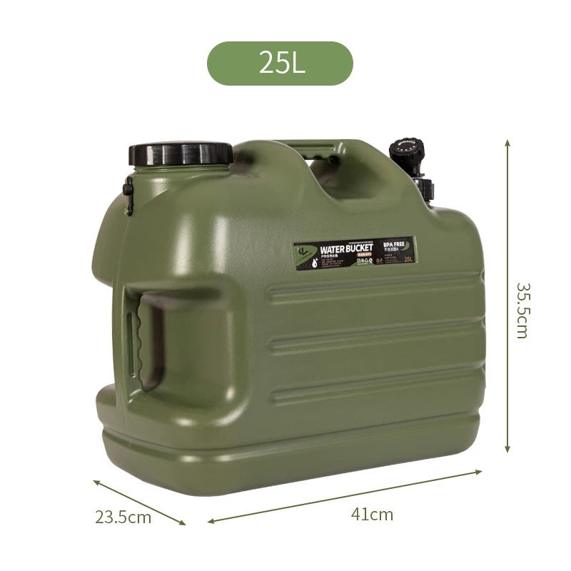 Desert&Fox Water Container with Spigot 10L/18L/25L PE Water Storage Carrier Portable Green Bucket for Camping Hiking Picnic