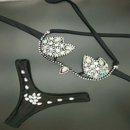 2020 venus vacation diamond bling stones bikini set swimsuit sexy women swimwear summer mature women bathing suit
