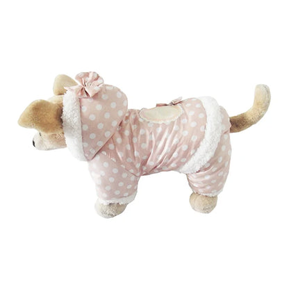 Dot Pattern Pet Dog Clothes Winter Warm Dog Windproof Coat Thickness Pet Clothing Costume Jumpsuit Hoodies Jacket Pet Supplies