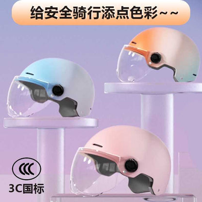 Electric Motorcycle Helmet Men's and Women's Safety Hat Autumn and Winter Four Seasons Battery Car Riding Half Helmet