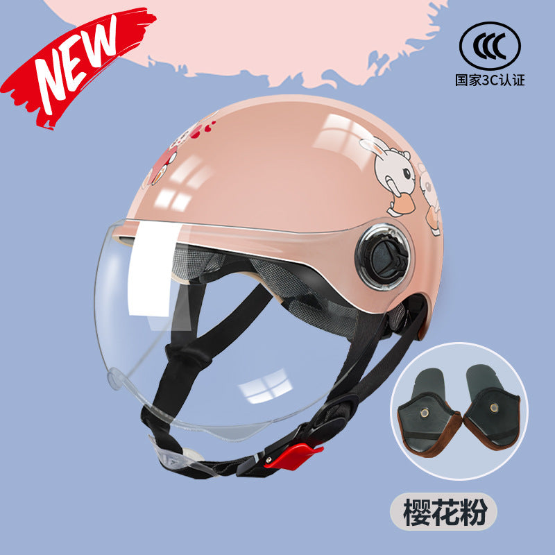 3C Certified Motorcycle Helmet Summer Collision Avoidance for Boys and Girls Aged 6-14 Four Seasons Universal Electric Vehicle Safety Helmet