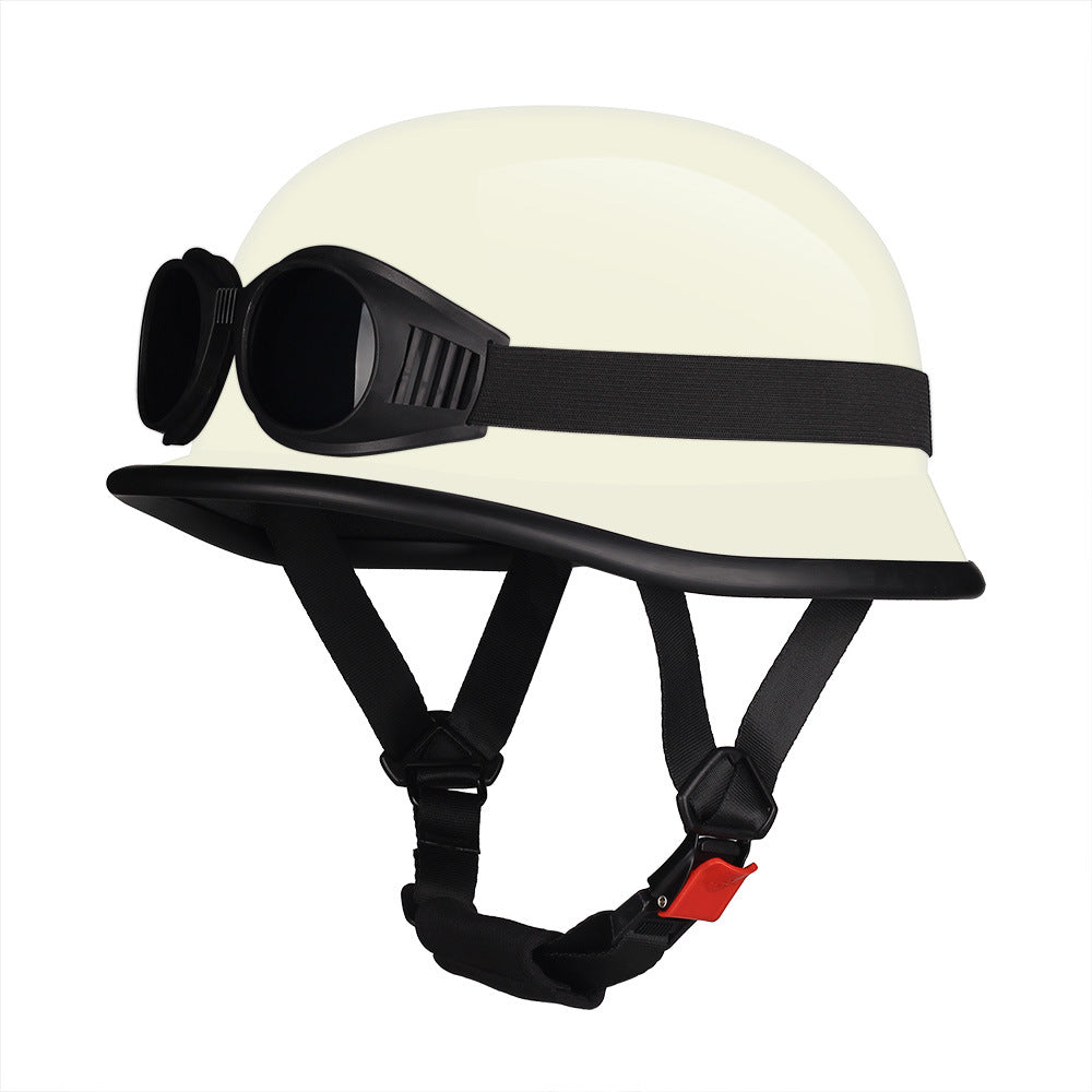 German Cruise Retro Half Helmet Women's Pedal Men's Motorcycle Helmet Locomotive Scoop Helmet 3c Standard Private Helmet with Glasses