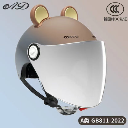 Ad Factory 3C Certified Electric Vehicle Helmet Men's and Women's Couple Helmet All-Season Motorcycle Summer Sun Protection Half Helmet