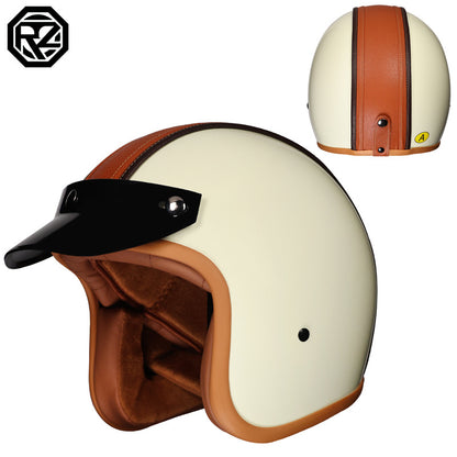 Orz Retro Helmet Motorcycle Safety Helmet High Color Value Pedal Motorcycle Three and a Half Helmet Men and Women Four Seasons