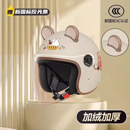 helmet 3c certification electric car men and women four seasons universal battery motorcycle safety helmet winter warm half helmet