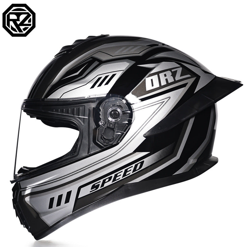 Orz3C Certified Motorcycle Helmet Men's and Women's Dual-Lens Full-Face Helmet Summer Personalized Tail Bluetooth Semi-Full Coverage