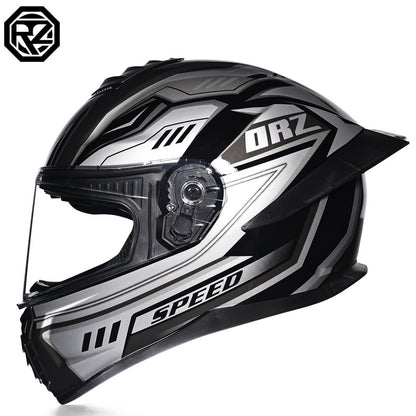 Orz3C Certified Motorcycle Helmet Men's and Women's Dual-Lens Full-Face Helmet Summer Personalized Tail Bluetooth Semi-Full Coverage