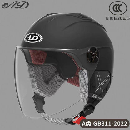 Ad Electric Motorcycle Helmet for Men and Women, Summer 3C Certified Half Helmet, Battery Car Safety Helmet, Sun Protection for Riding