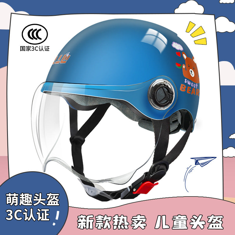 3C Certified Motorcycle Helmet Summer Collision Avoidance for Boys and Girls Aged 6-14 Four Seasons Universal Electric Vehicle Safety Helmet