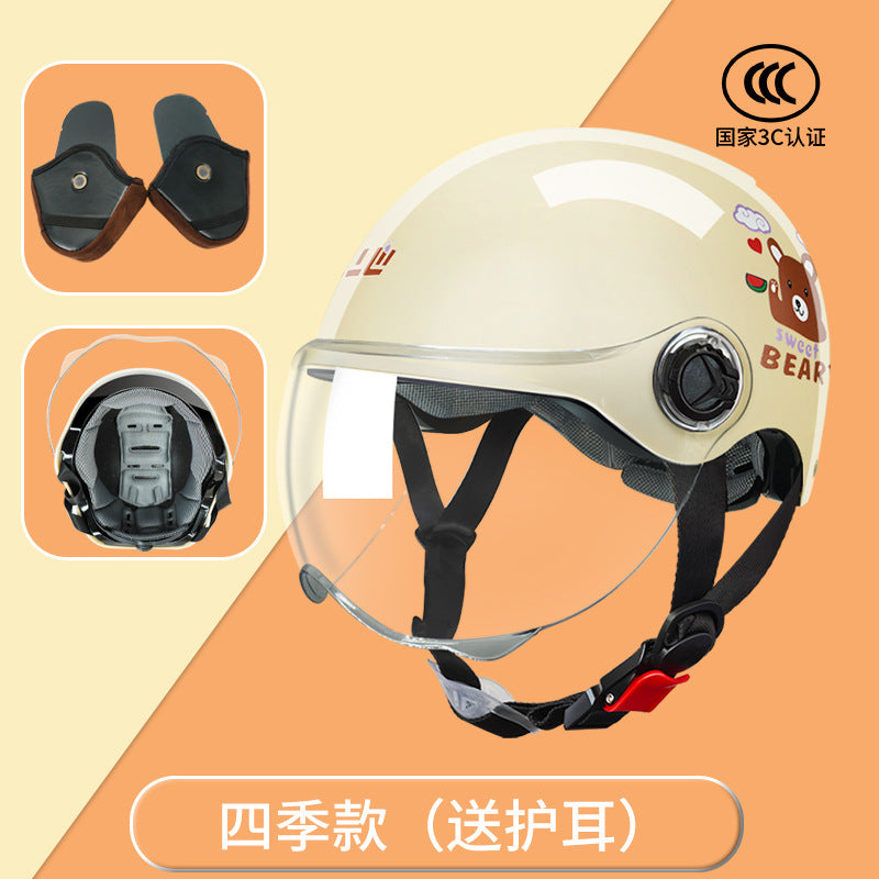 3C Certified Motorcycle Helmet Summer Collision Avoidance for Boys and Girls Aged 6-14 Four Seasons Universal Electric Vehicle Safety Helmet