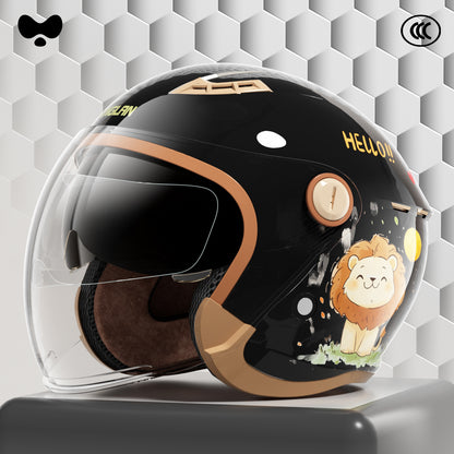 Helmet for Electric Scooter, Women'S, 3C Certified, Suitable for All Seasons, Cute, Winter Warm, Battery Motorcycle Full-Face Helmet, Men's