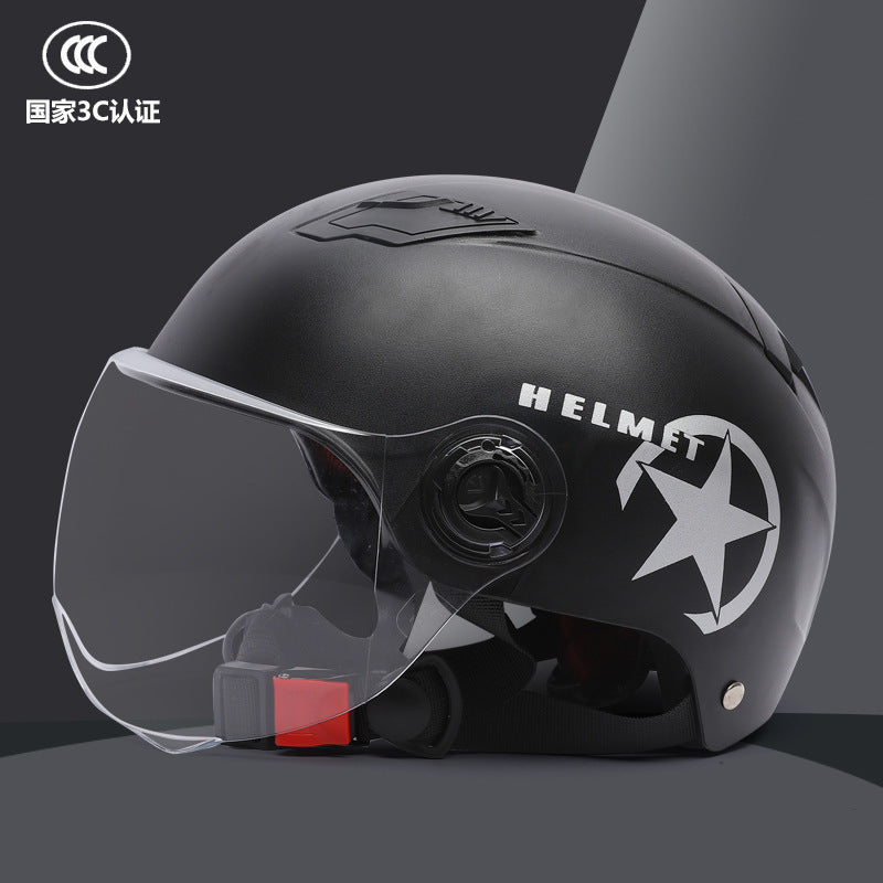 ABS material helmet battery car helmet 3C certification electric car helmet men and women four seasons universal summer helmet