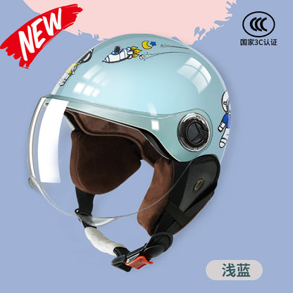 3C Certified Motorcycle Helmet Summer Collision Avoidance for Boys and Girls Aged 6-14 Four Seasons Universal Electric Vehicle Safety Helmet