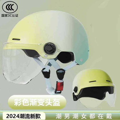 Electric Motorcycle Helmet Men's and Women's Safety Hat Autumn and Winter Four Seasons Battery Car Riding Half Helmet