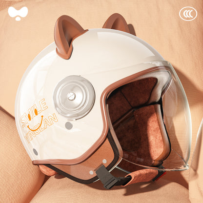 Cute Winter Warm Motorcycle Helmet for Children, Parent-Child Electric Bike Helmet for Girls, 3C Certified, Boys' Safety Helmet