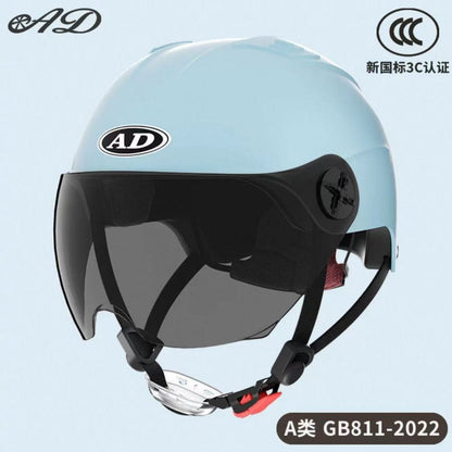 Ad Electric Motorcycle Helmet for Men and Women, Summer 3C Certified Half Helmet, Battery Car Safety Helmet, Sun Protection for Riding
