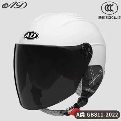 Ad Electric Motorcycle Helmet for Men and Women, Summer 3C Certified Half Helmet, Battery Car Safety Helmet, Sun Protection for Riding