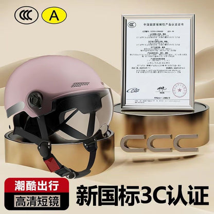 3C certified electric battery car helmet women's summer sun protection breathable helmet motorcycle riding helmet Four Seasons half helmet