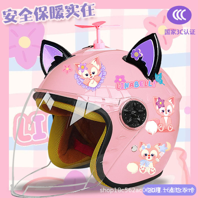 Winter Children's Electric Car Helmet Warm Half Helmet Motorcycle Aileen Nabel Autumn and Winter Cold-proof Helmet