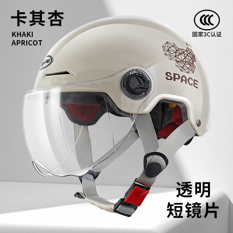 3C Certified Summer Electric Vehicle Motorcycle Helmet for Men and Women, Battery Vehicle, Universal Summer Half Helmet for All Seasons