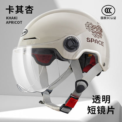 3C Certified Summer Electric Vehicle Motorcycle Helmet for Men and Women, Battery Vehicle, Universal Summer Half Helmet for All Seasons