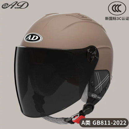 Ad Electric Motorcycle Helmet for Men and Women, Summer 3C Certified Half Helmet, Battery Car Safety Helmet, Sun Protection for Riding